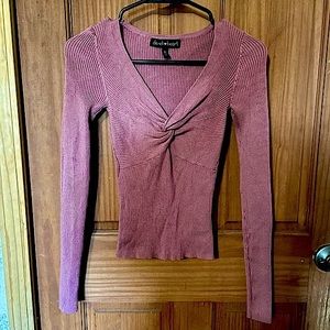 Mauve Pink Ribbed Long Sleeve Top